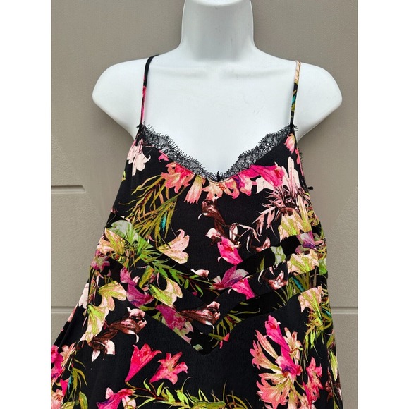 Lovers + Friends Multicolor Lace Trim V Back Floral Bahia Babydoll Dress Size S - Picture 5 of 11